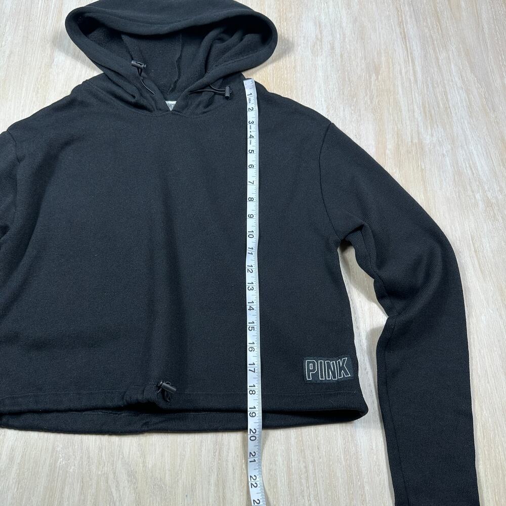 PINK Victoria's Secret Black Pullover Crop Hoodie Y2K Casual Rainbow Logo Small - Picture 7 of 11
